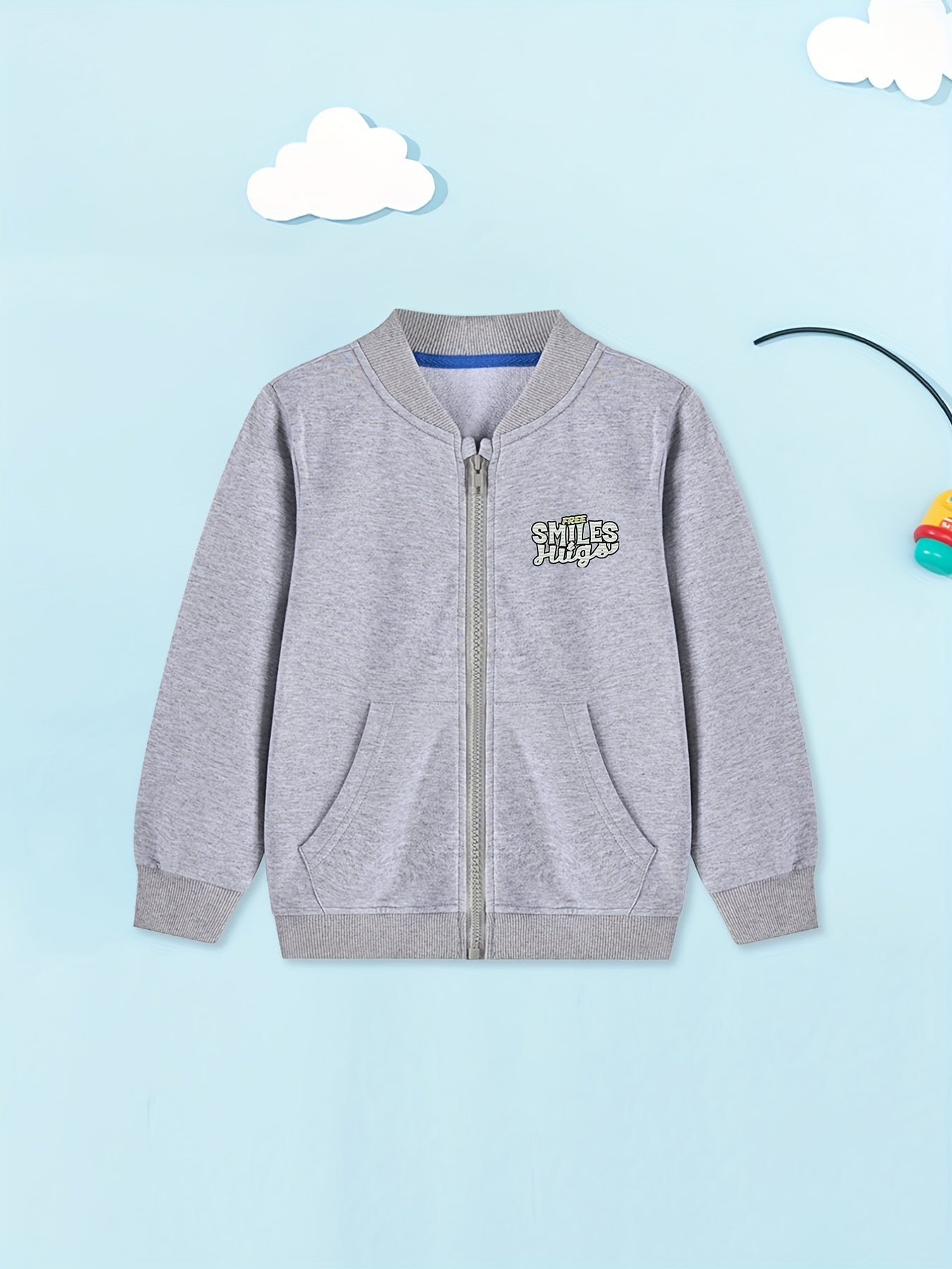 Boys Letter Print Jacket Zip Up Kids Clothing