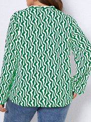 Casual Blouse Women's Plus Allover Print Long Sleeve