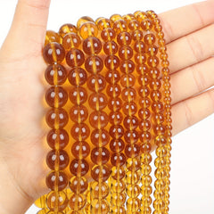 Amber Quartz Crystal Beads Natural Stone Round Spacer Bead Jewelry Making DIY