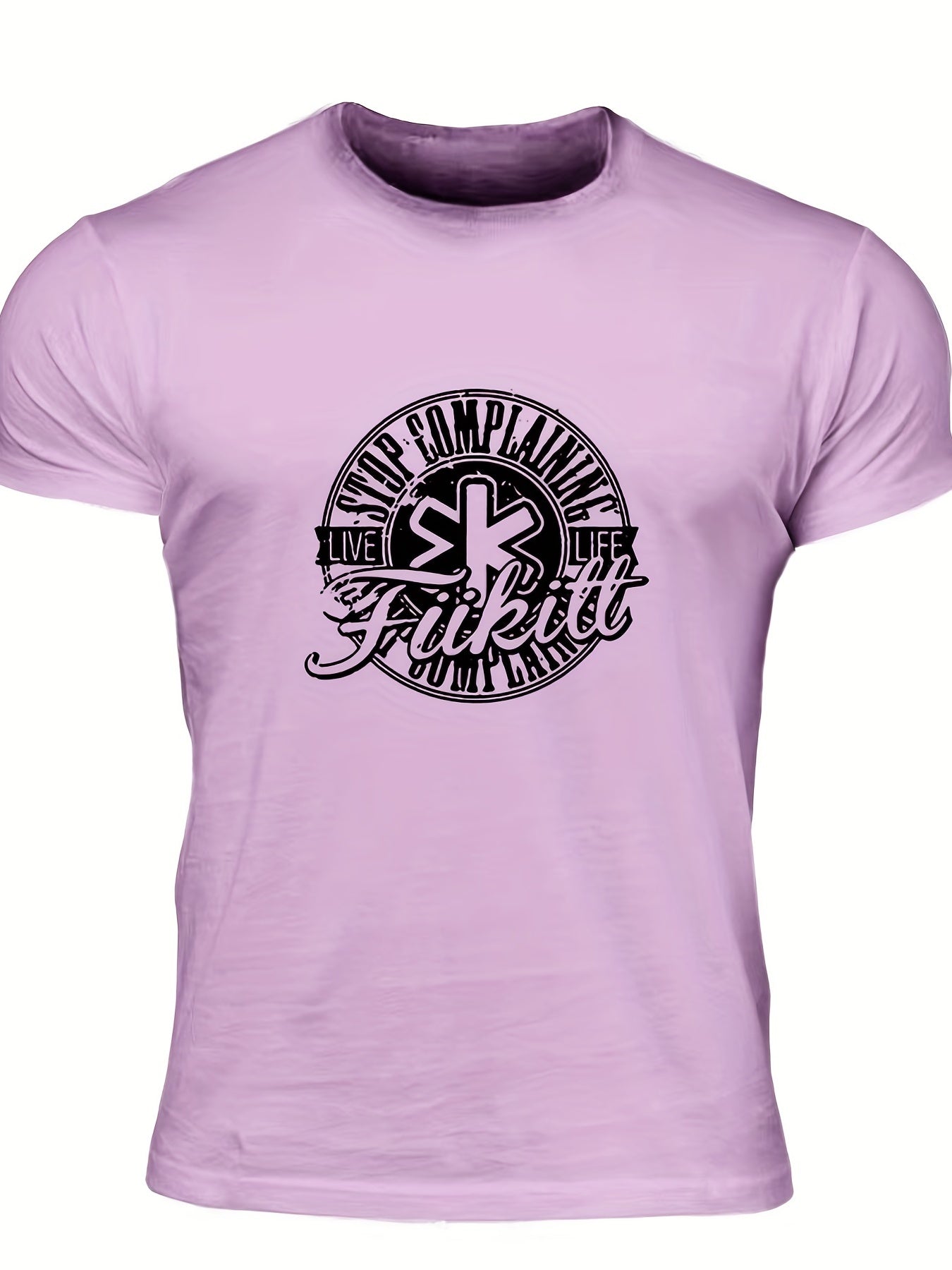 Men's Complaining Print T-shirt Stretch Crew Neck Tee