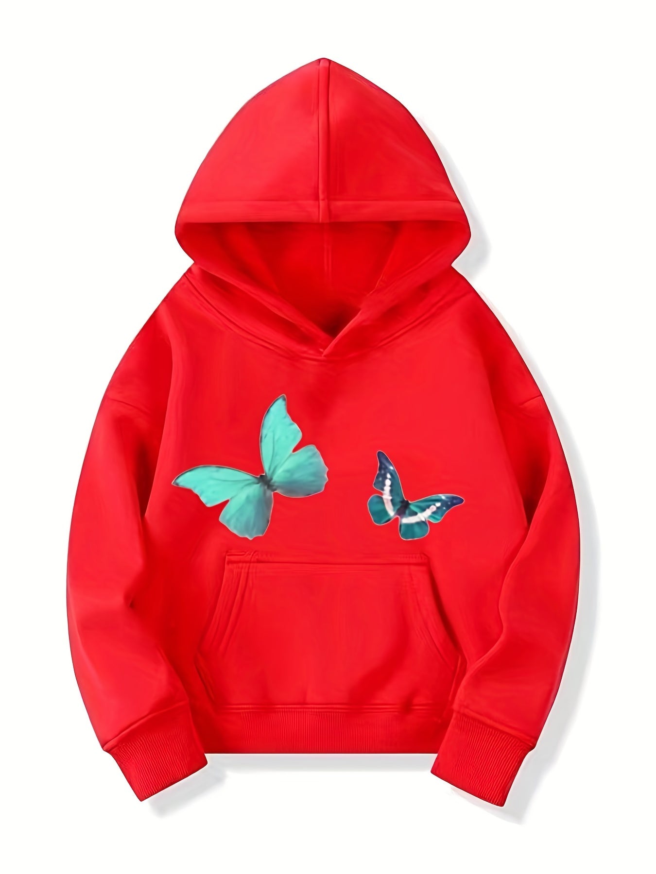 Butterfly Graphic Hoodie Girls Hooded Pullover Sweatshirt Top