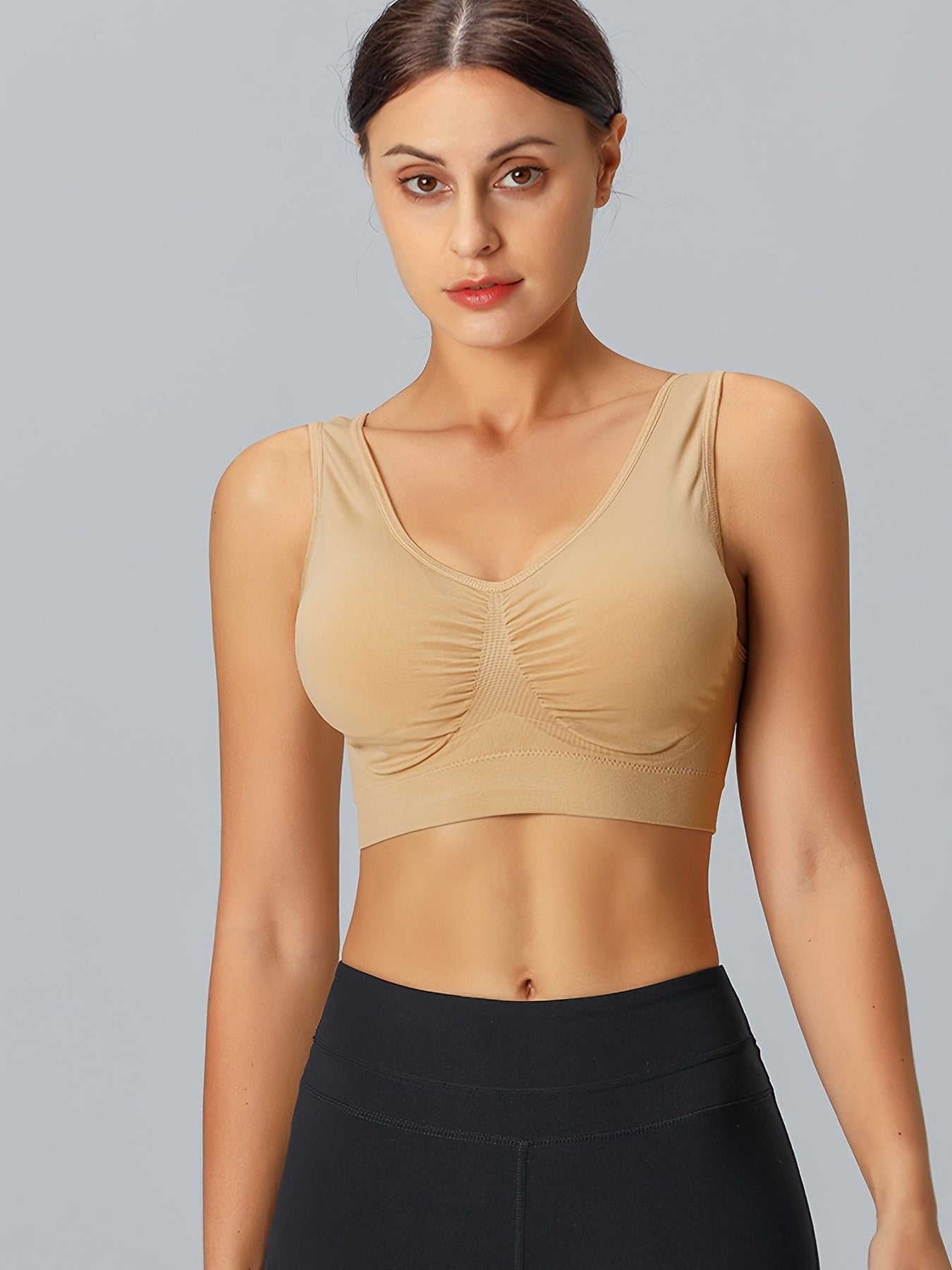 Seamless Racerback Sports Bra Wirefree Padded Yoga Gym Tank Top