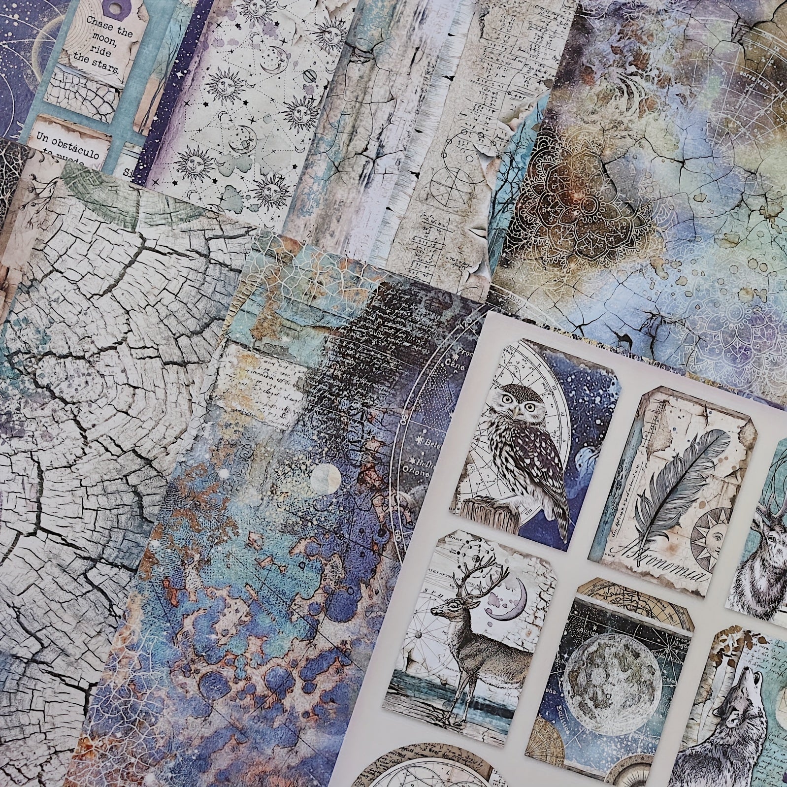 12pcs Starry Sky Animal Paper for DIY Decoration & Journaling