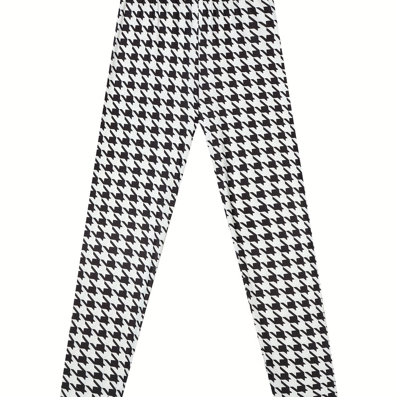 Girls Houndstooth Leggings Slim Fit Stretchy Casual Pants