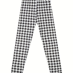 Girls Houndstooth Leggings Slim Fit Stretchy Casual Pants