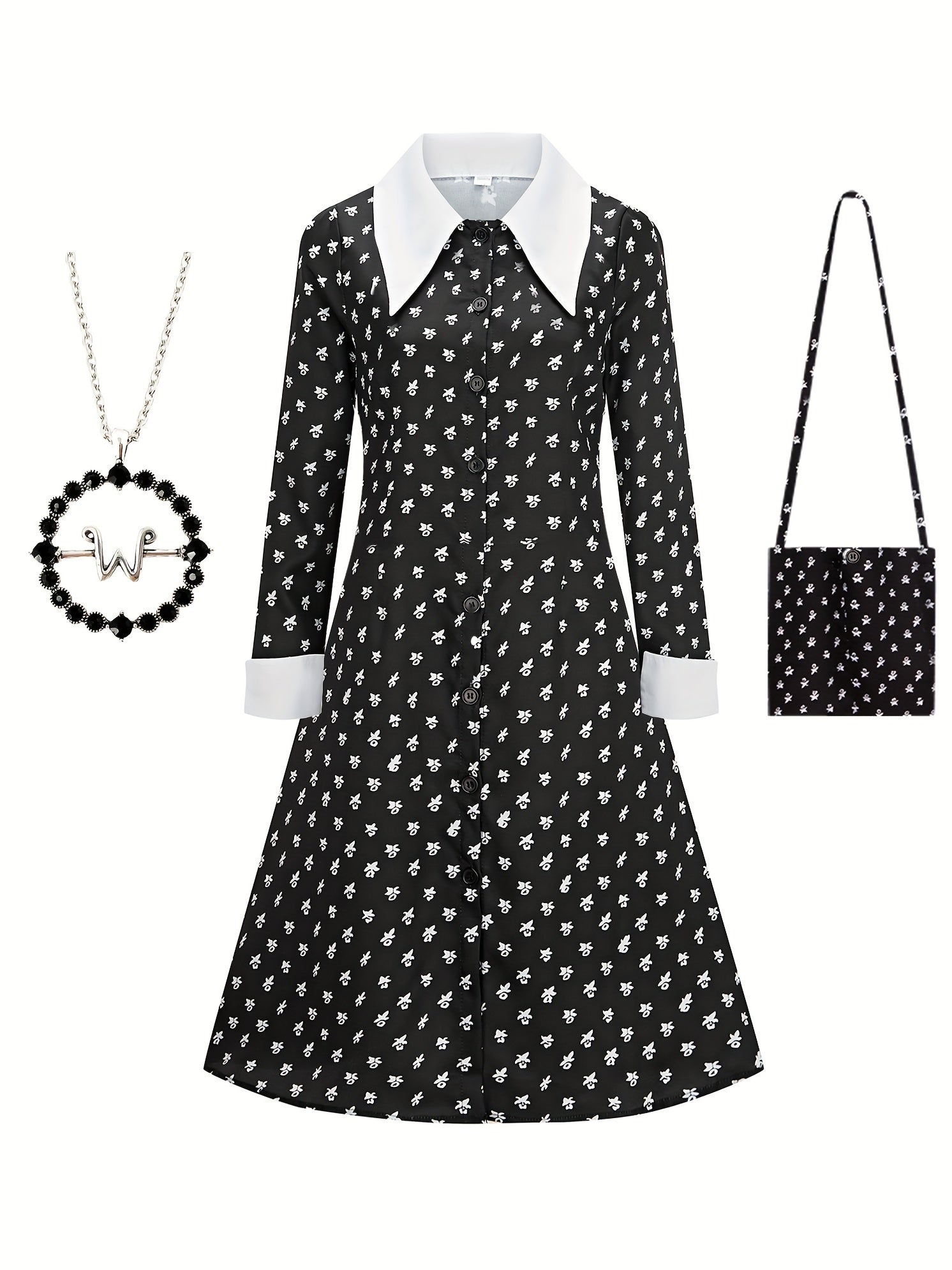 Girls Dress & Wig & Bag Set for Performance Party Cosplay