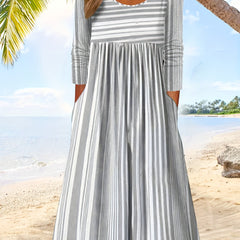 Boho Stripe Maxi Dress with Pockets