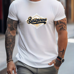 Retro Letter Print Men's Graphic Tee Casual Comfy Tshirt