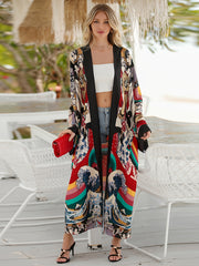 Boho Kimono Women's Plus Size Long Sleeve Beach Cover