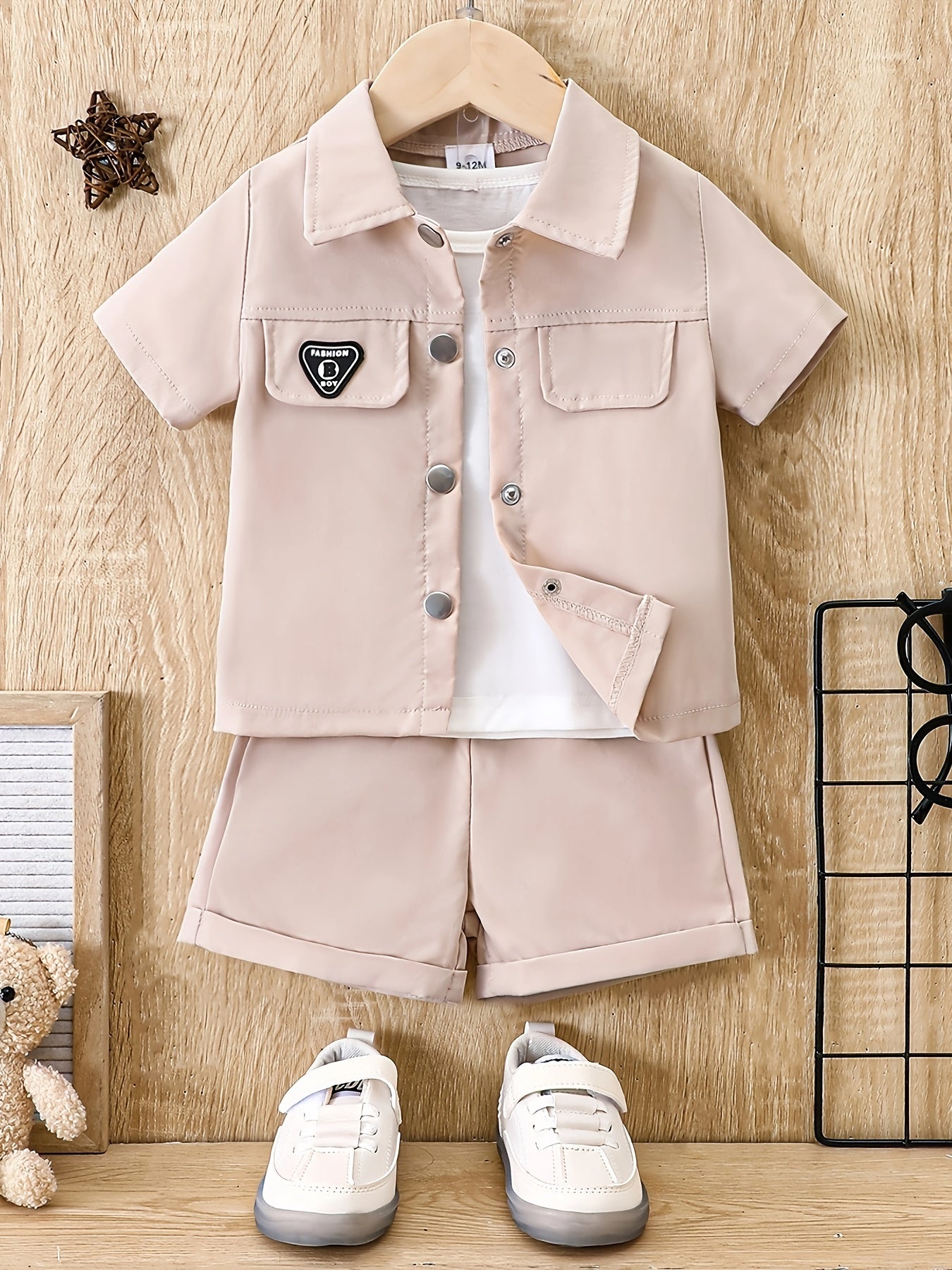 Newborn Baby Set Buckle Lapel Shirt Shorts Casual Outfit