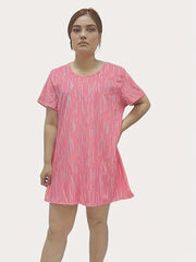 Stripe Print Short Sleeve Sleep Dress