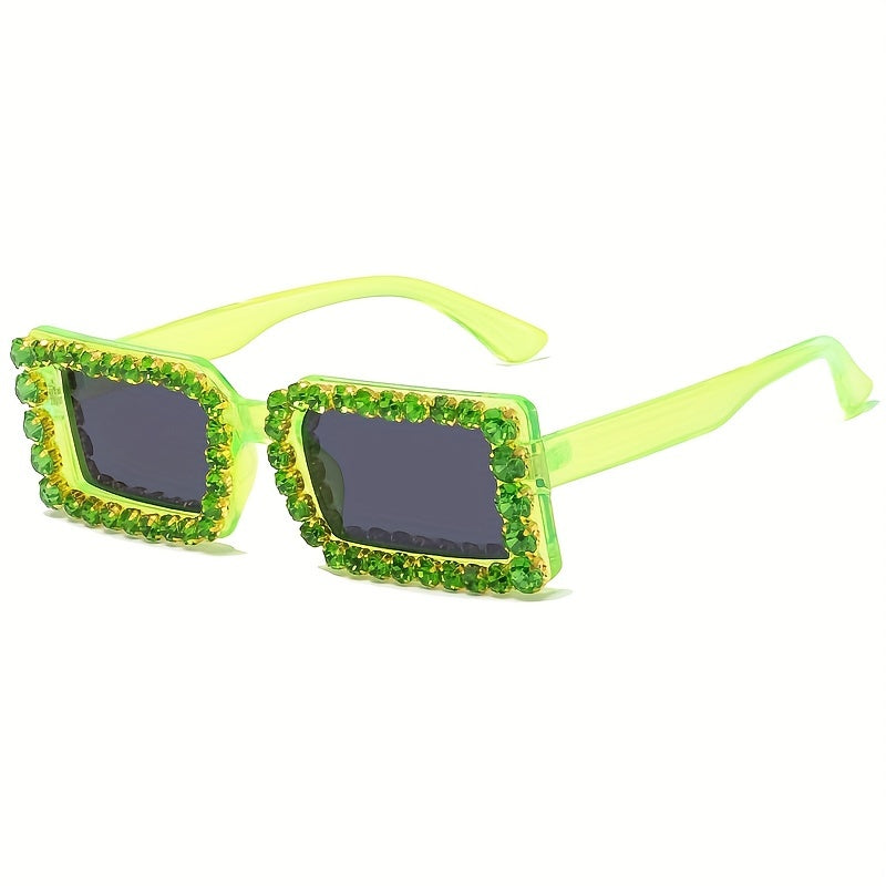 Y2K Rhinestone Rectangle Sunglasses for Women