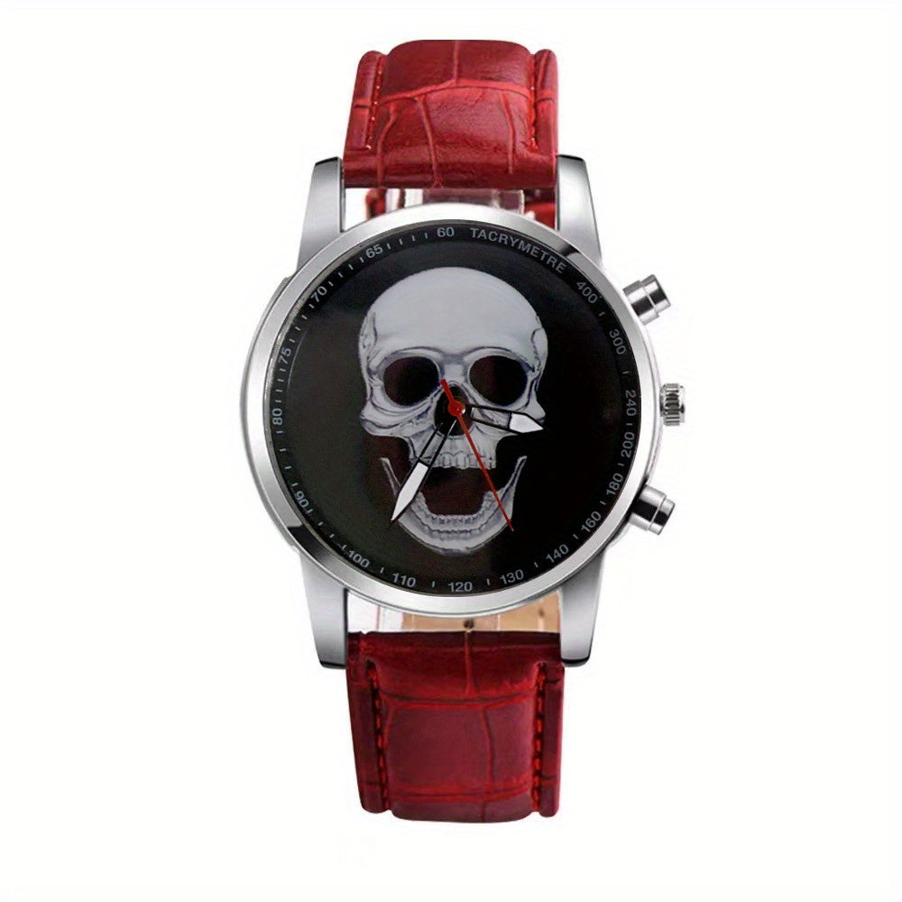 Skull Alloy Round Wrist Watch For Men And Women