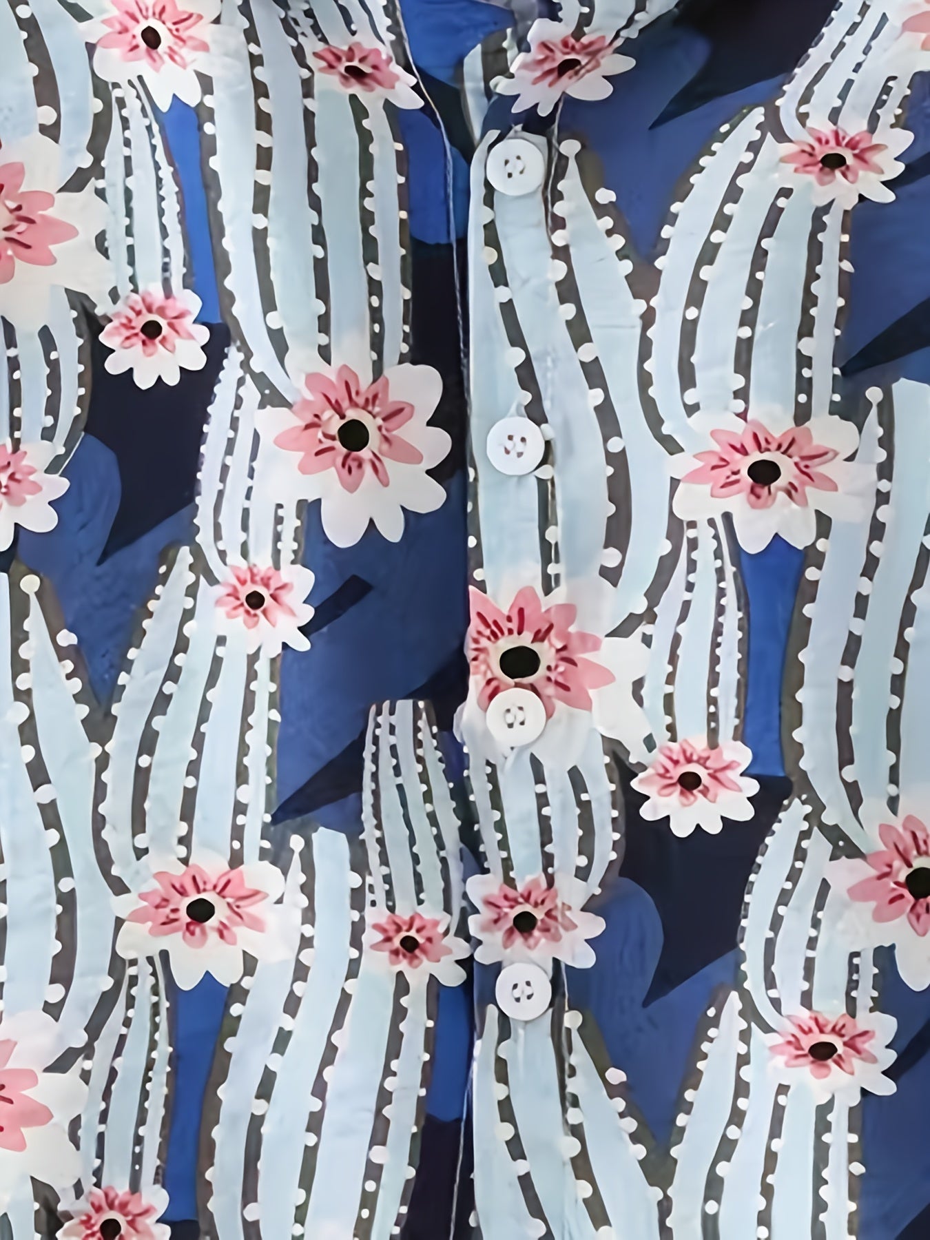 Cactus Flower Graphic Print Boys Creative Top Short Sleeve Lapel Shirt