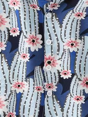 Cactus Flower Graphic Print Boys Creative Top Short Sleeve Lapel Shirt