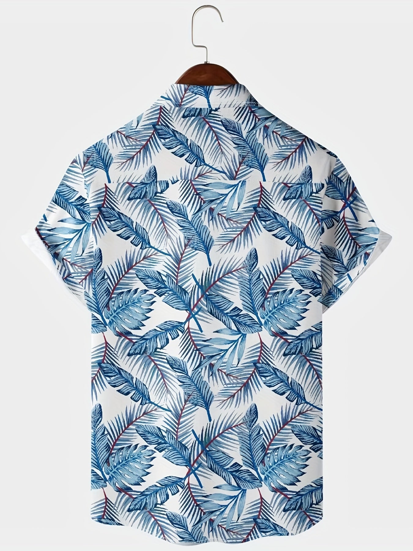Men's Leaf Print Short Sleeve Hawaii Shirt Button Up Regular Fit