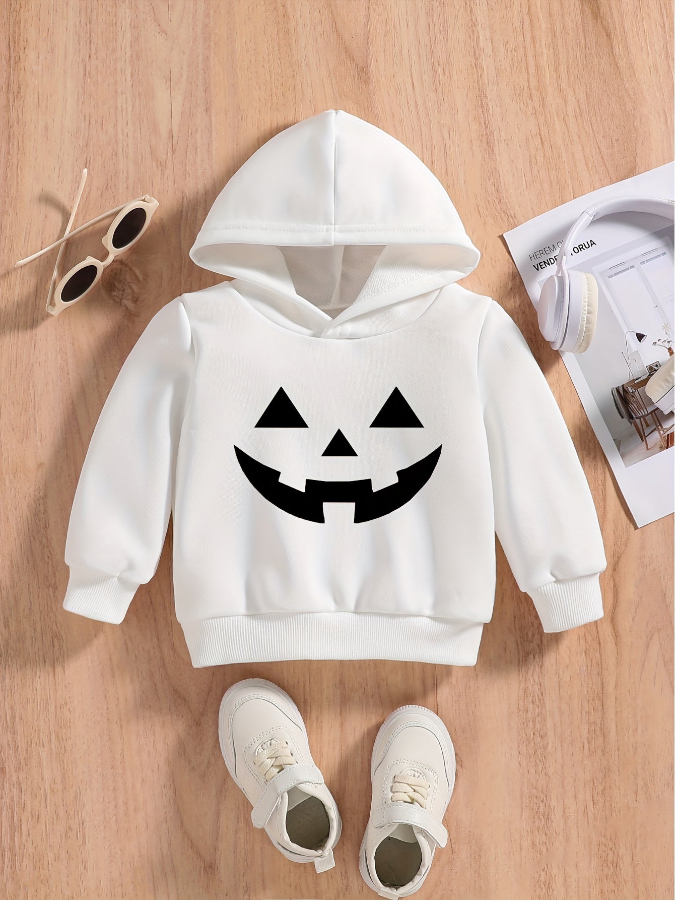 Baby Boys Pumpkin Face Hoodie Sweatshirt Halloween Pullover