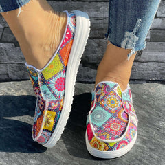 Geometric Pattern Flat Shoes Women's Lightweight Walking Shoes