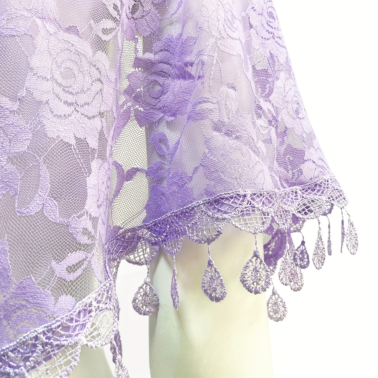 Flower Embroidered Lace Triangle Scarf Shawl Wrap Head Wrap For Daily Gift