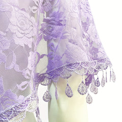 Flower Embroidered Lace Triangle Scarf Shawl Wrap Head Wrap For Daily Gift