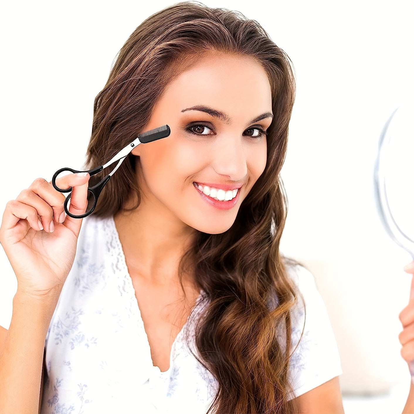 2pcs Stainless Steel Eyebrow Trimmer with Comb - Hair Removal and Shaping