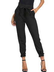 Bowknot Cropped Pants Solid Casual Pants For Spring & Summer