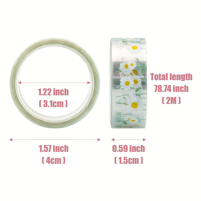 Adhesive Tape Transparent Flower Daisy Pattern Decorative Sticker Clear Tape