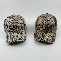 Leopard Hot Stamp Baseball Cap Y2K Sports Hat Women Vintage Dad Hats