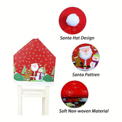 1pc Christmas Chair Cover Santa Claus Snowman Dining Chair Sofa Cover