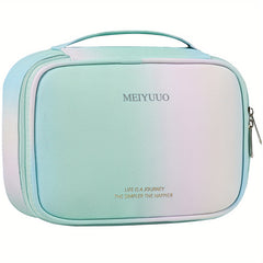 Large Capacity Gradient Makeup Bag with Brush Holder and Handle