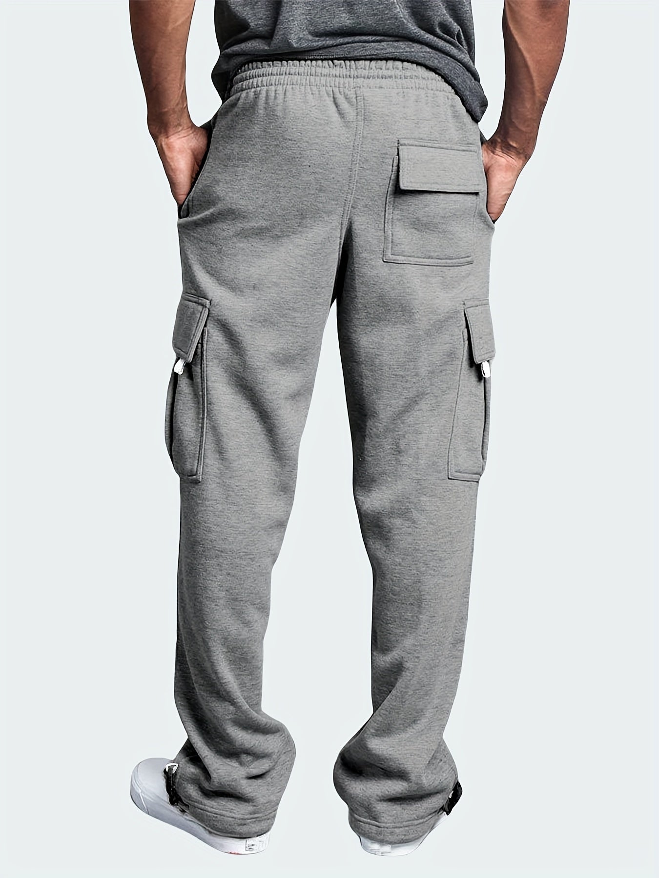 Men's Straight Leg Fleece Cargo Pants for Winter