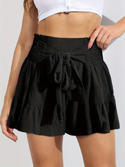 Lace Up Smocked Shorts for Women