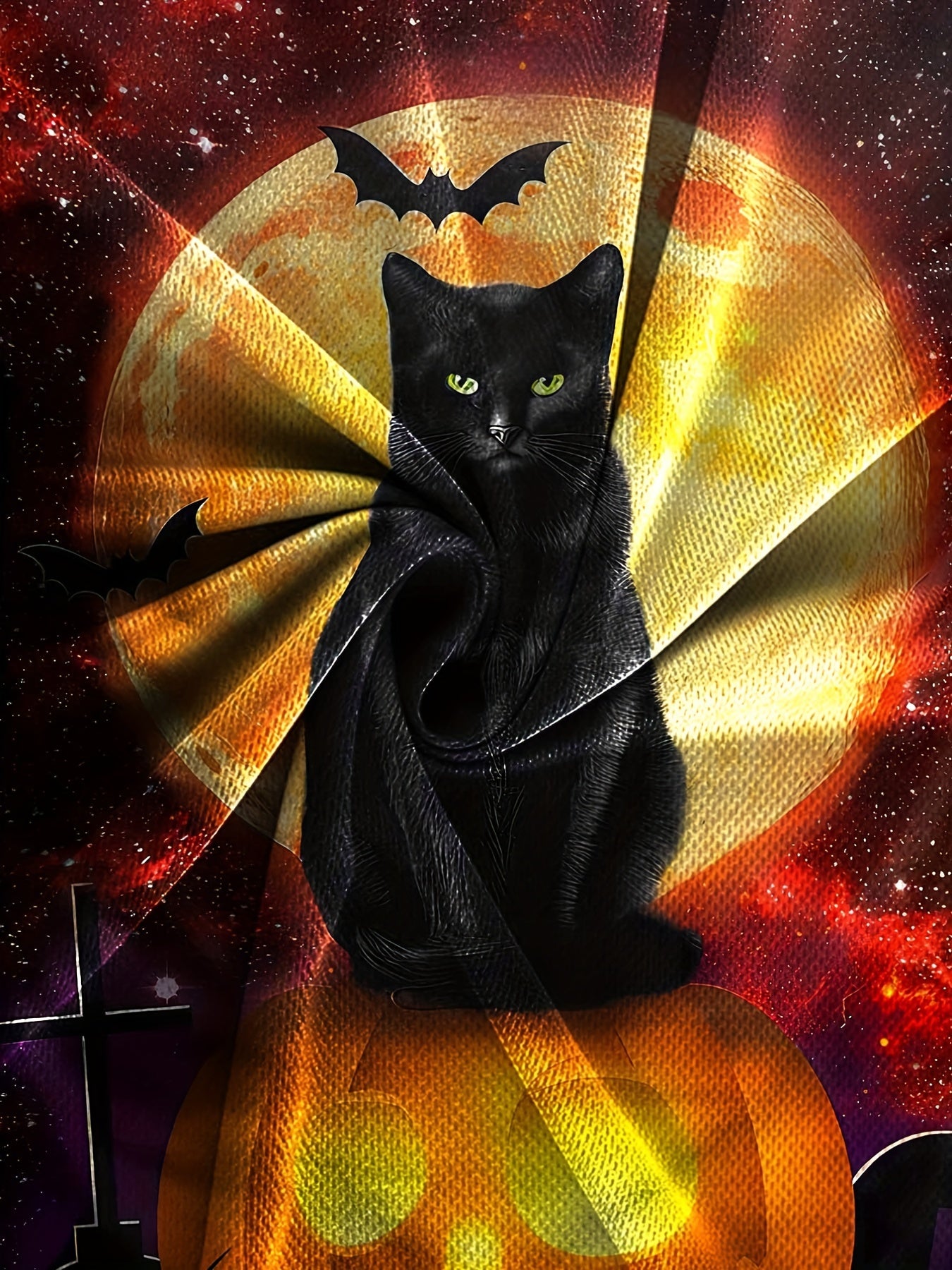 Cat Pumpkin Bat Men's Halloween Tee