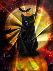 Cat Pumpkin Bat Men's Halloween Tee