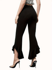 Frill Trim Wide Leg Bootcut Yoga Leggings Flared Pants