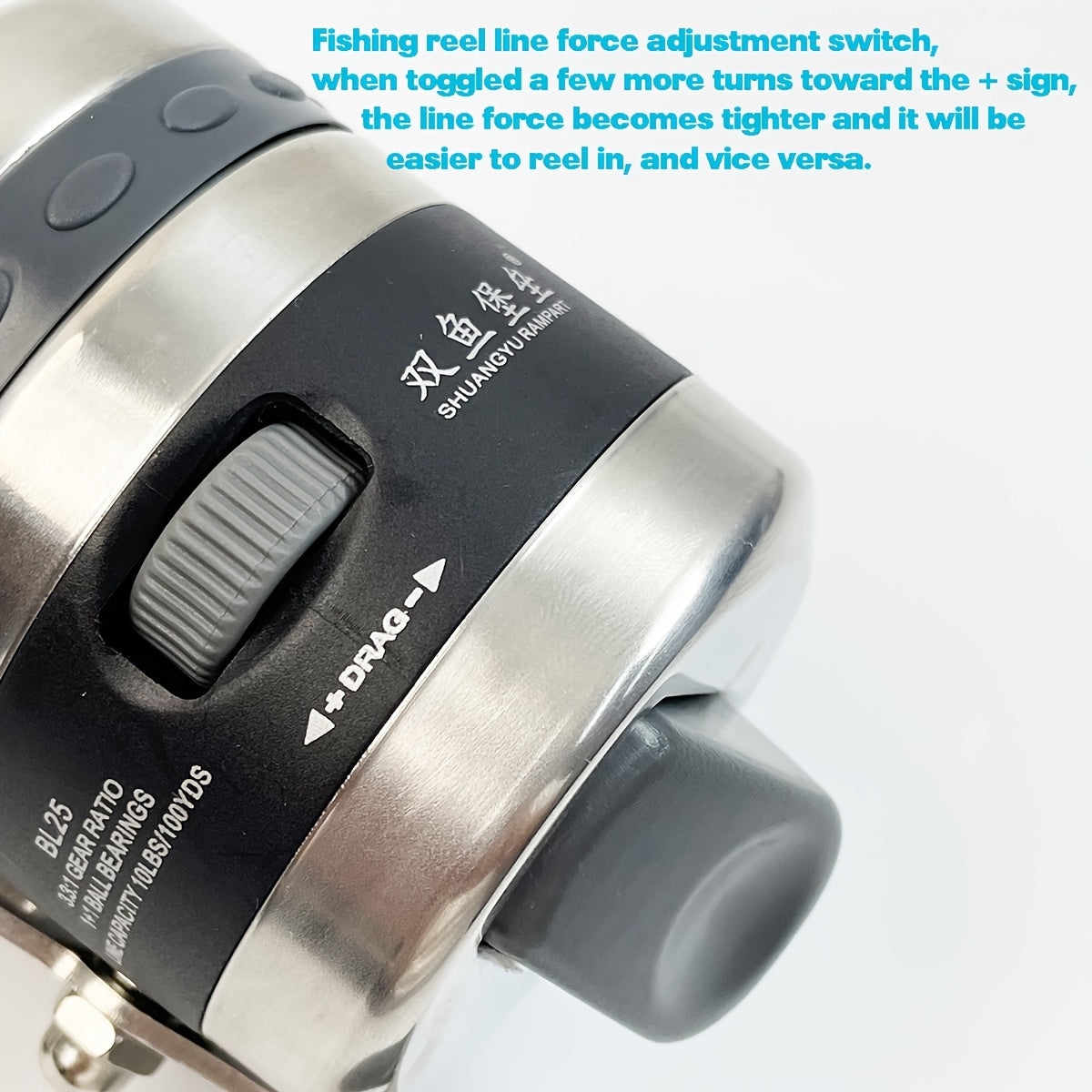 Stainless Steel Fishing Reel With Wrist Strap