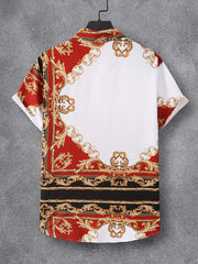Baroque Style Men's Casual Short Sleeve Shirt