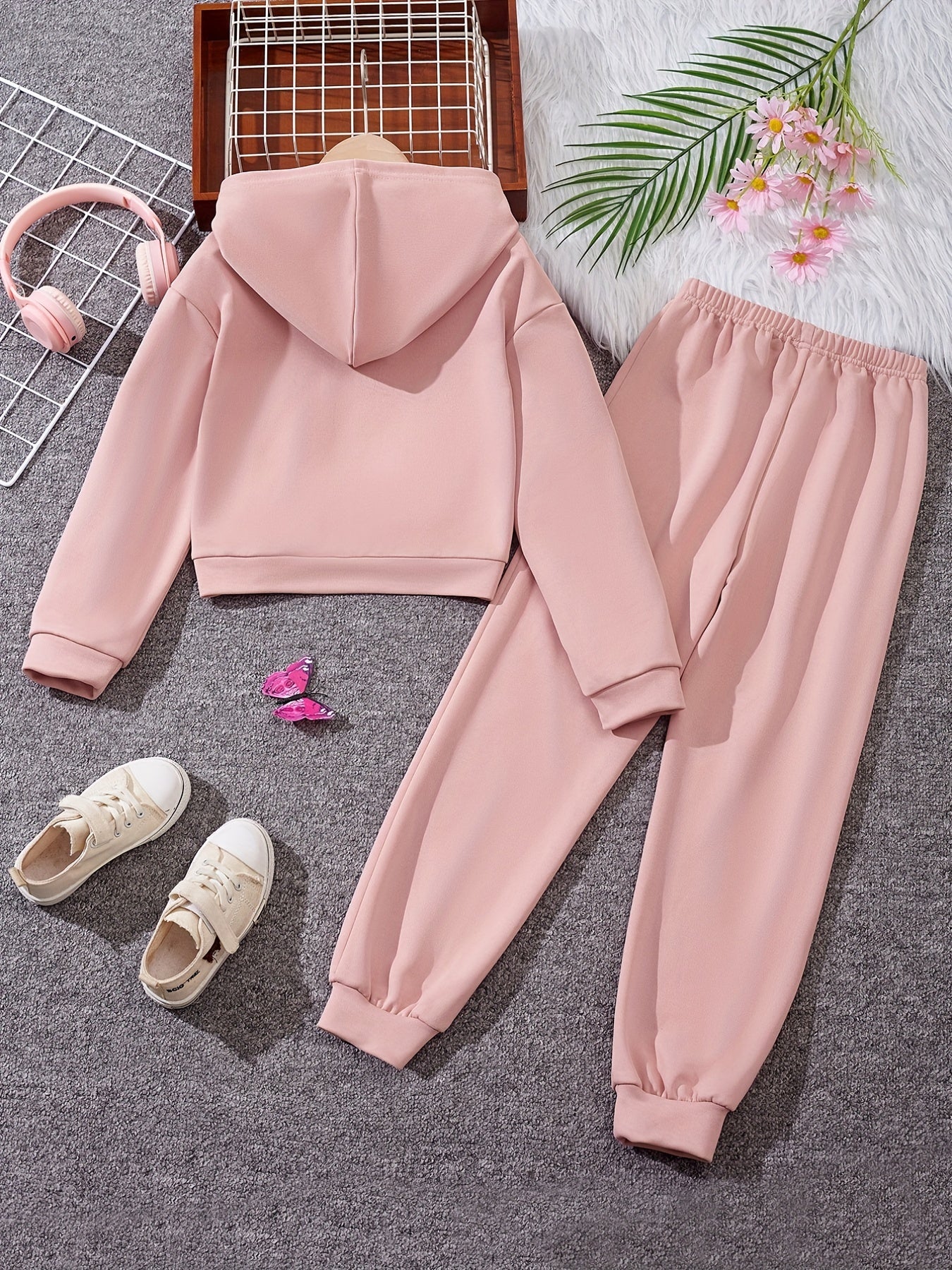 YORK Girl's 2pcs Hoodie & Sweatpants Set for Spring Fall