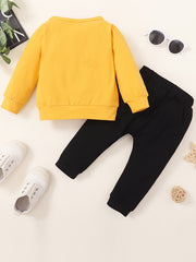 Boys Block Letter Print Pullover Top Pants Set