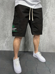 Men's Letter And Leaves Graphic Casual Sports Cargo Shorts