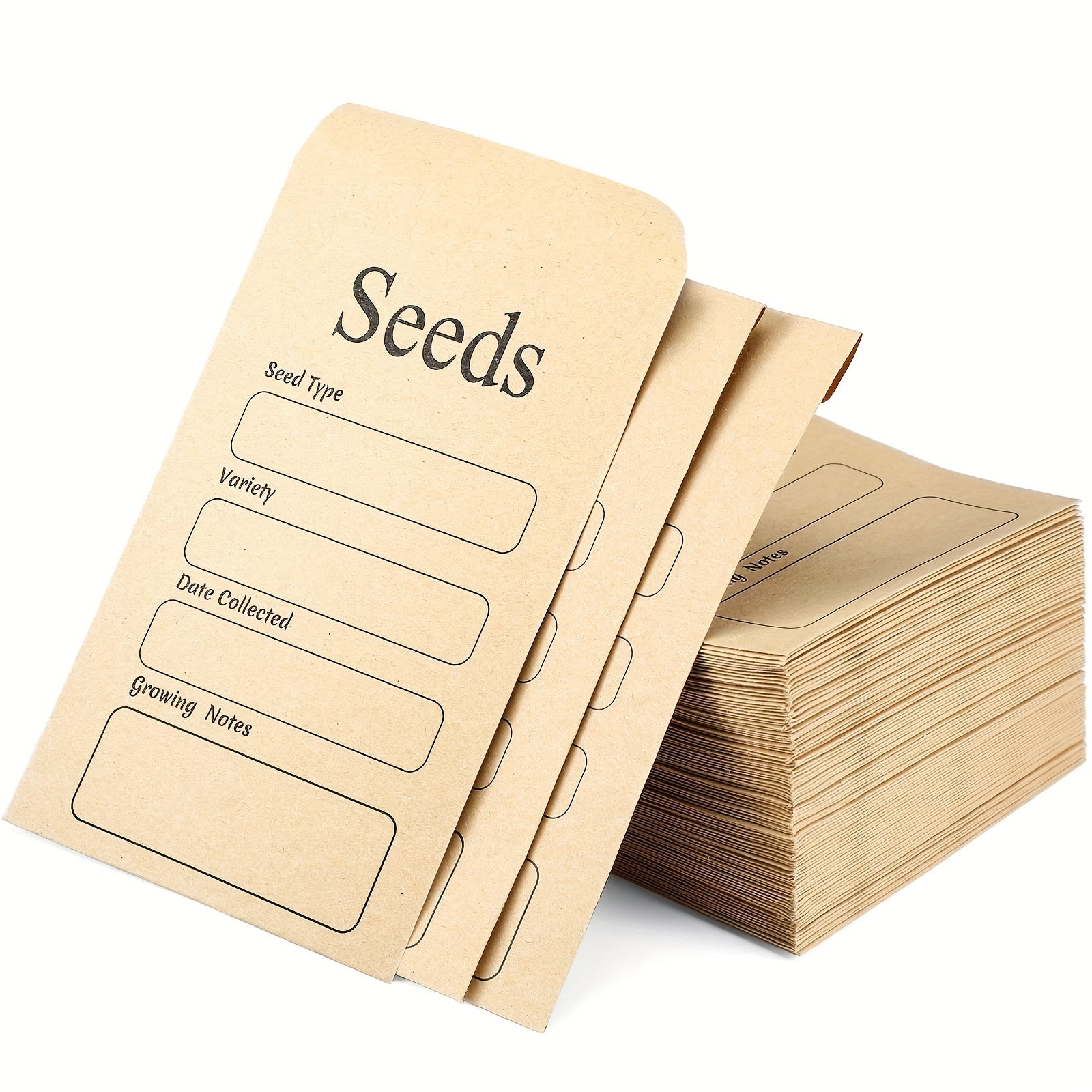 50pcs Resealable Seed Envelopes 8 x 11.99 cm with Seed Collecting Template