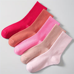 5 Pairs Comfy & Breathable Mid Tube Socks Women's Stockings