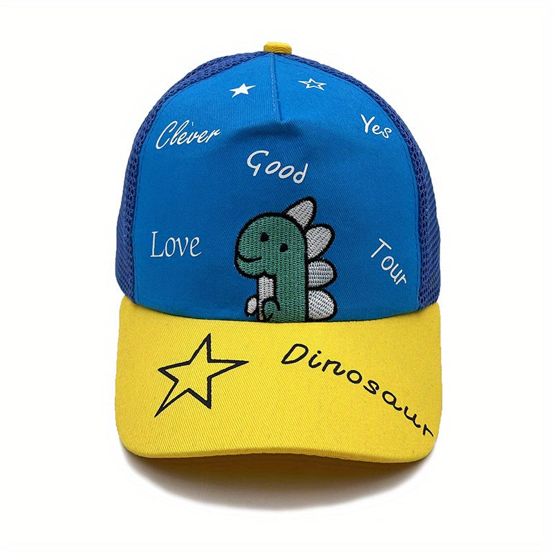Kids Dinosaur Embroidered Adjustable Baseball Cap Mesh Breathable Sun Screen Hat