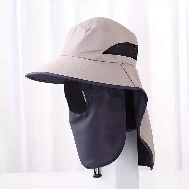 Sunscreen Bucket Hat With Neck Flap & Detachable Mask UV Protection