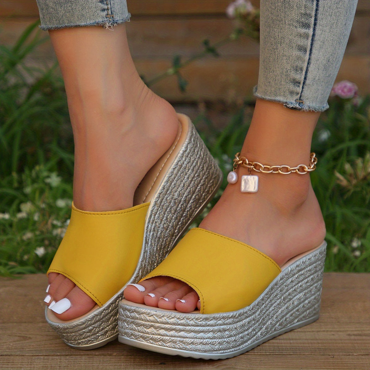 Women's Platform Wedge Slippers Open Toe Non-slip Slides