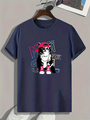 Cat Pattern Print Men's Sports T-shirt Comfy Graphic Tee
