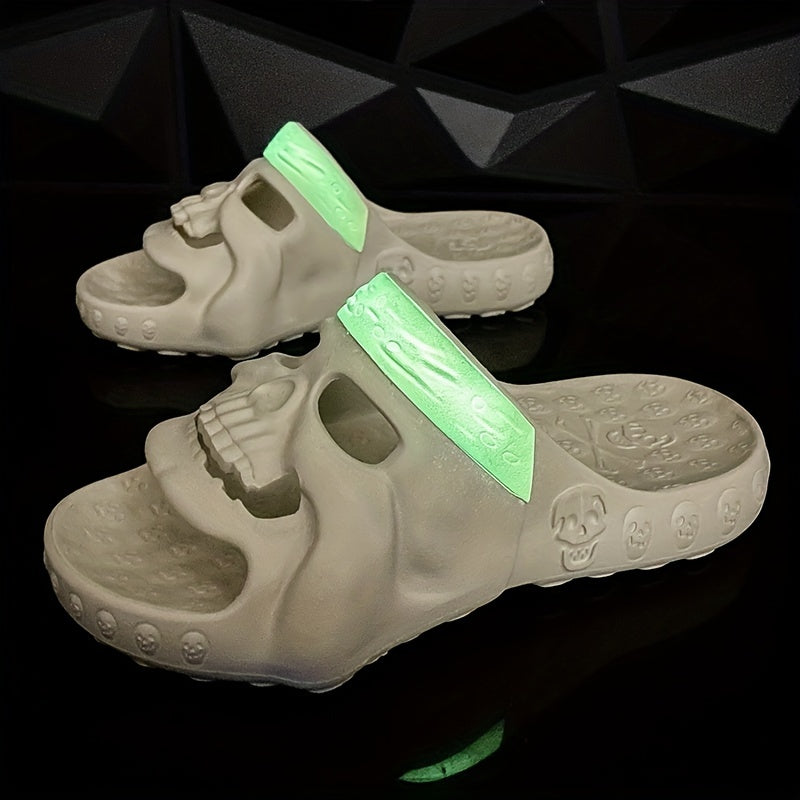 Men's Skull Slides Casual Non Slip Slippers Open Toe Shoes For Indoor Outdoor