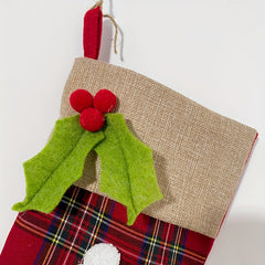 Christmas Socks Ornaments Plaid Gift Bags Candy Socks Tree Pendant