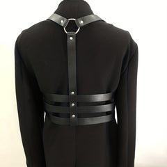 Men's PU Leather Suspender Harness Belt for Suit Shirt