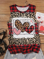Valentines Hearts & Leopard Print Camisole Tank Top